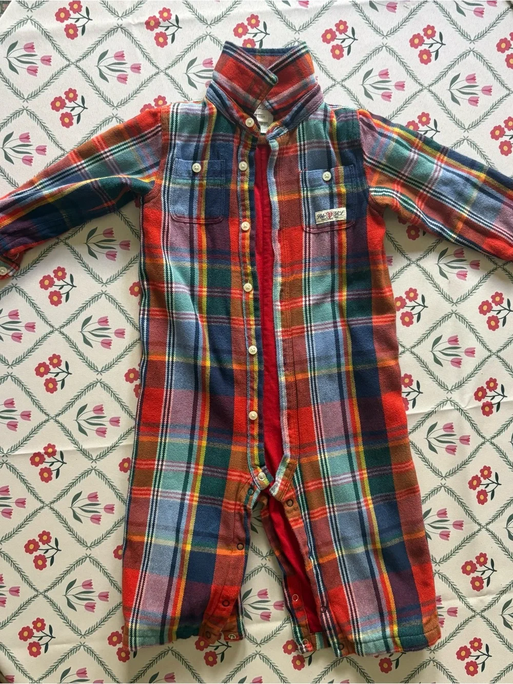Ralph Lauren Plaid Long-Sleeve One-Piece for 12 month old.